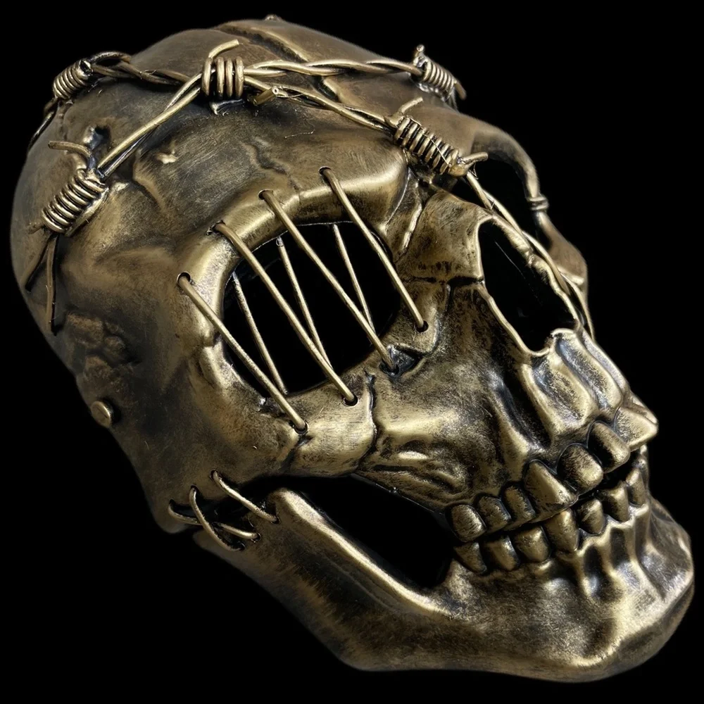 Skeleton mask with barbed wire and 